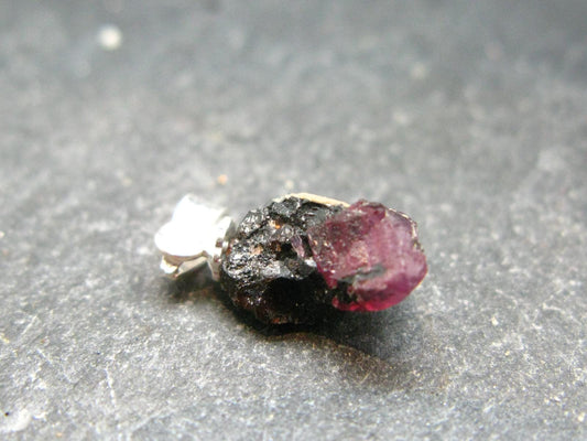 Ruby Crystal on Matrix Silver Pendant from Winza Tanzania - 0.7" - 1.0 Grams