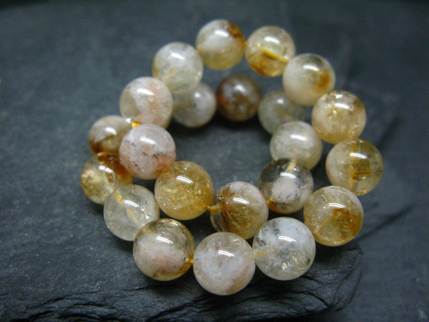 Citrine Genuine Bracelet ~ 7 Inches ~ 8mm Round Beads