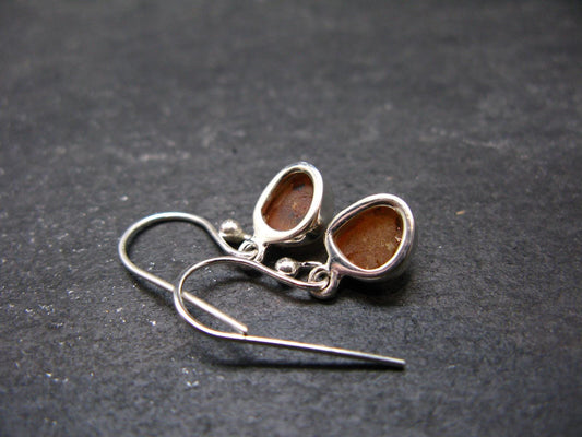 Spessartine Garnet Silver Earrings From Tanzania - 0.9" - 2.21 Grams