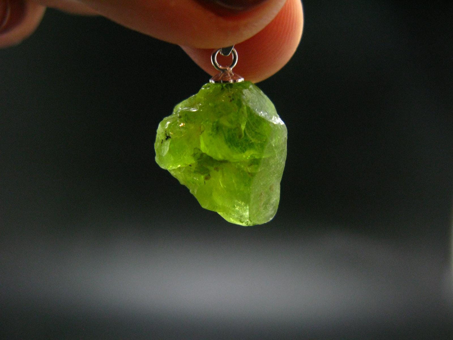 Peridot Olivine Pendant in SS From Arizona - 0.9" - 3.55 Grams