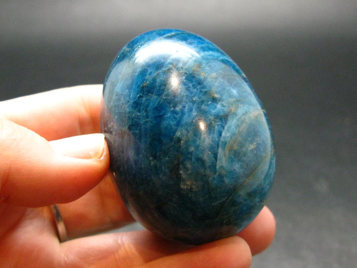 Large Neon Blue Apatite Egg from Madagascar - 137.90 Grams - 2.1"