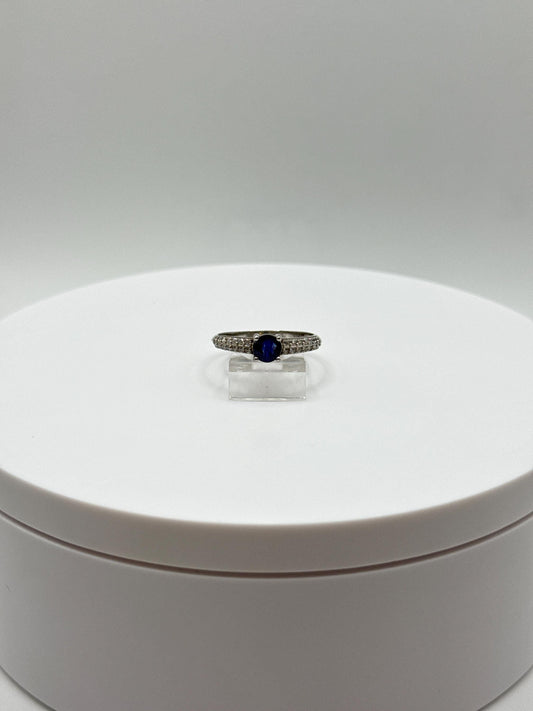 Blue Sapphire Sterling Silver Ring: September Birthstone, Size 8