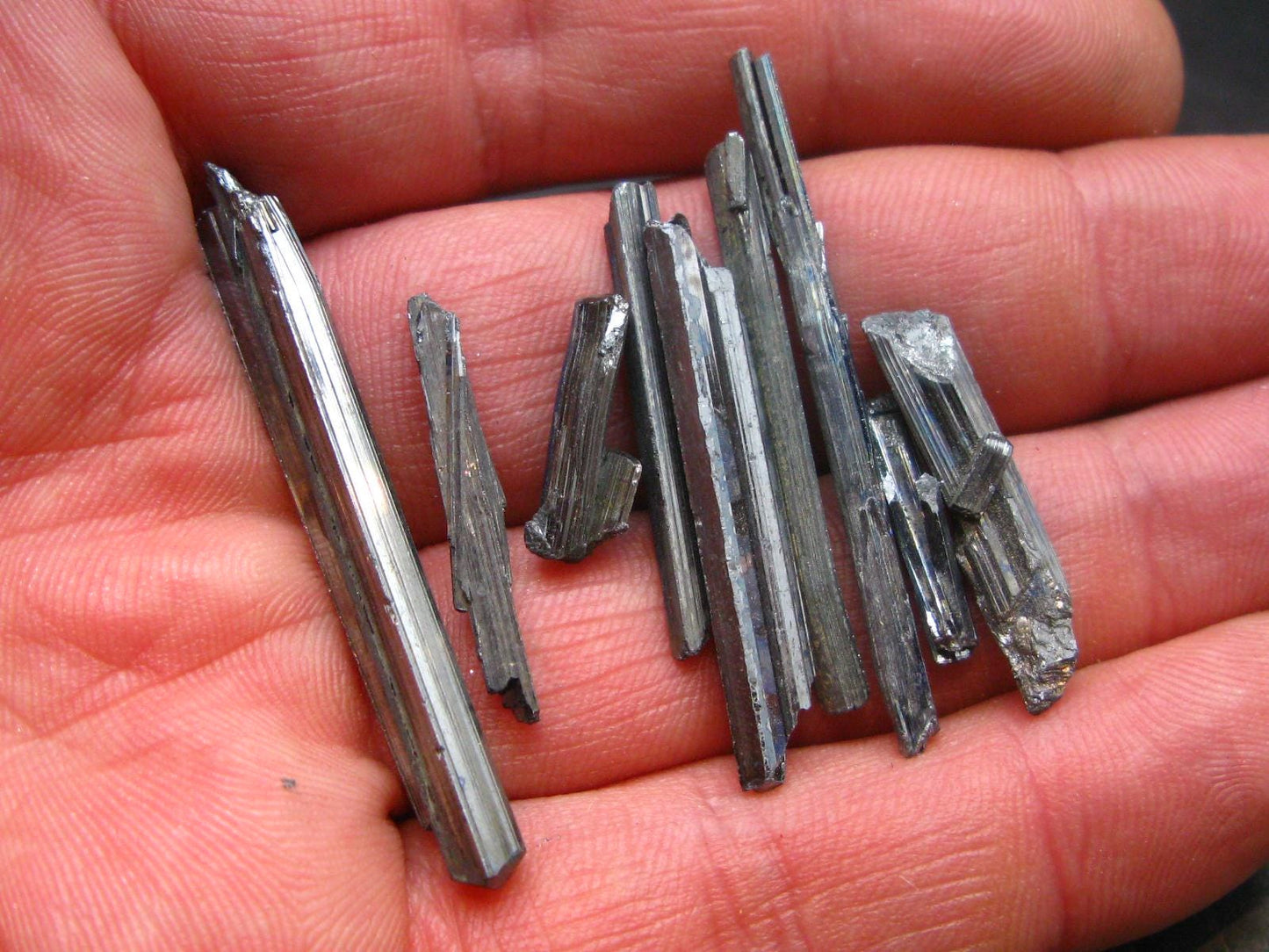 Lot of 10 Large Stibnite Crystals from China - 10 Grams
