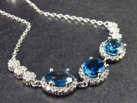 Gem Blue Topaz Silver Bracelet From Brazil - 7" - 5.4 Grams