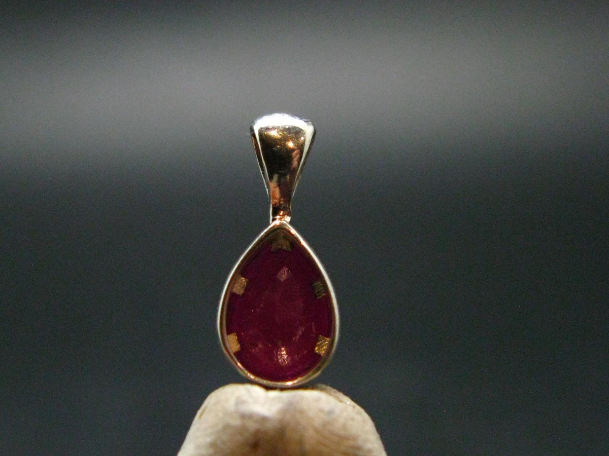 Ruby Crystal Silver Pendant from Africa - 0.5" - 0.69 Grams