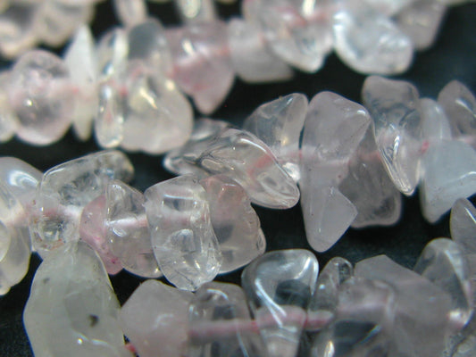 Symbol of Love and Beauty!! Set of Three Natural Rose Quartz Crystal Free Form Bead Necklace from Brazil - 17'' Each