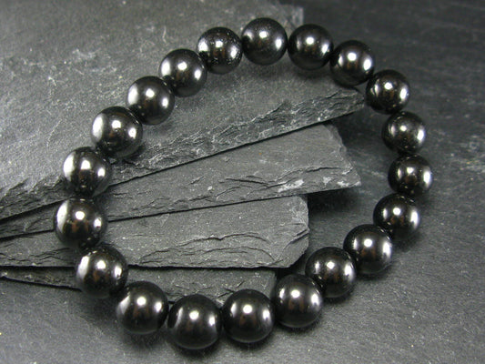 Shungite Genuine Bracelet ~ 7 Inches ~ 10mm Round Beads