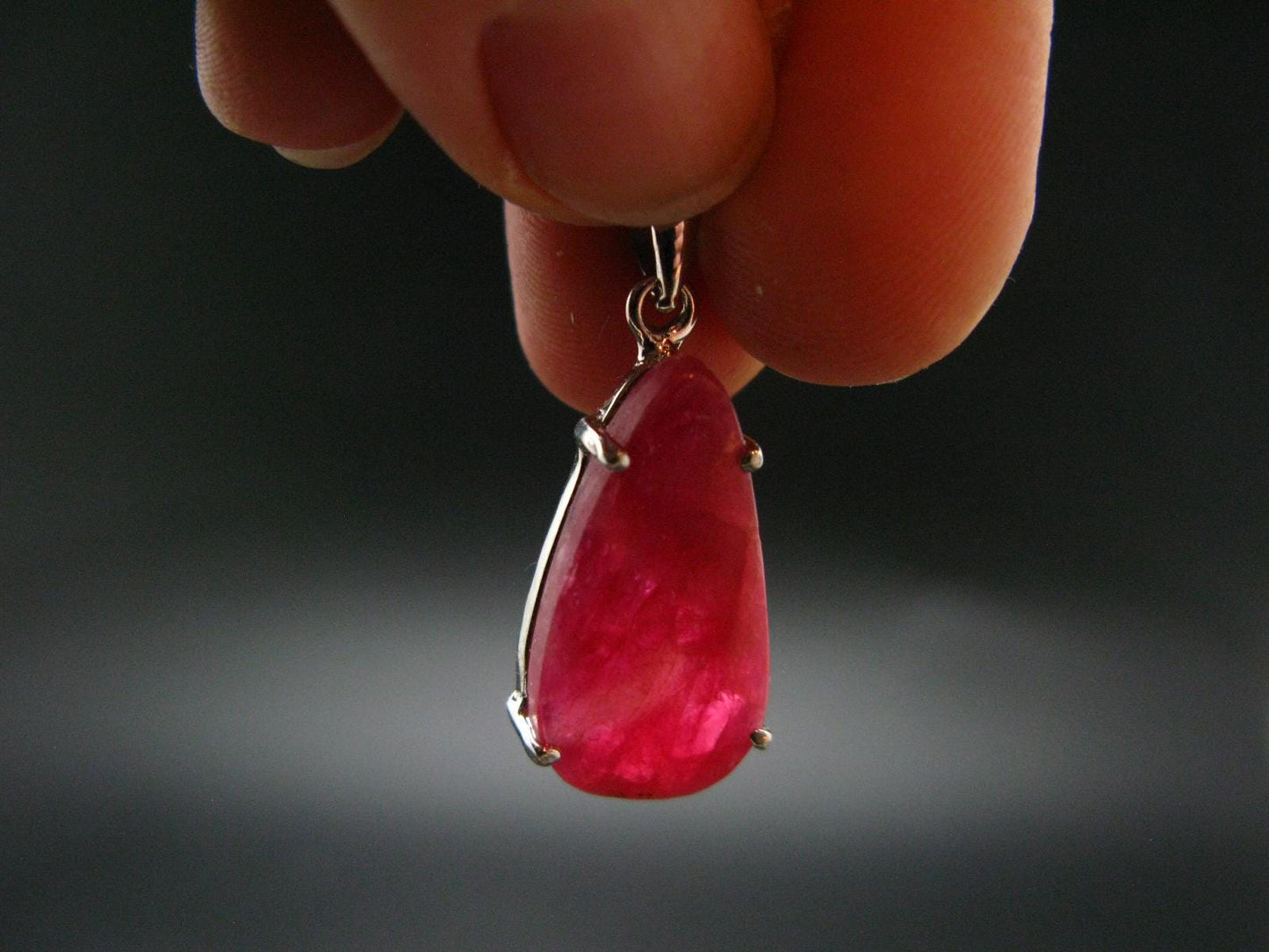 Pink Rhodonite Silver Pendant From Brazil - 1.1" - 3.04 Grams
