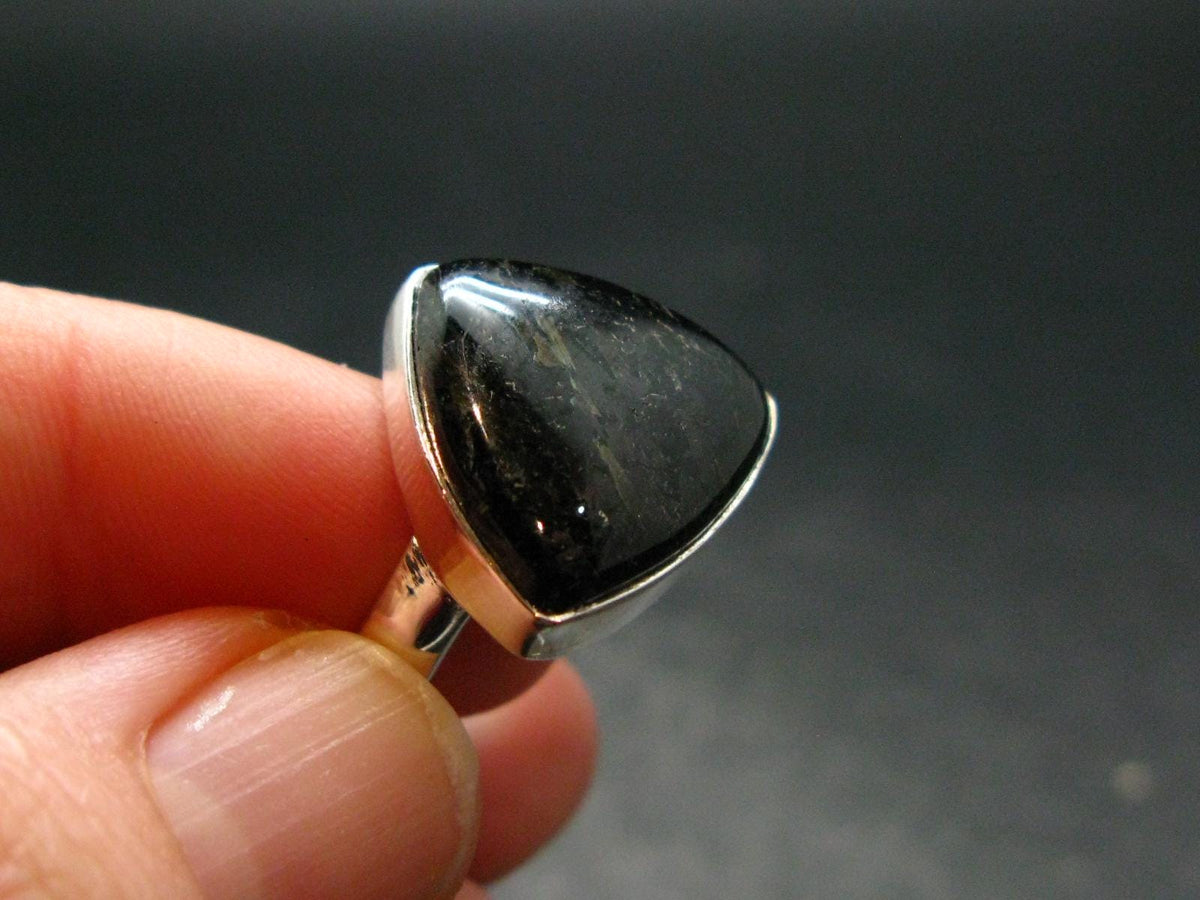 Very Rare Nuumite Nuummite Sterling Silver Plated Ring from Greenland - 5.07 Grams - Size 6