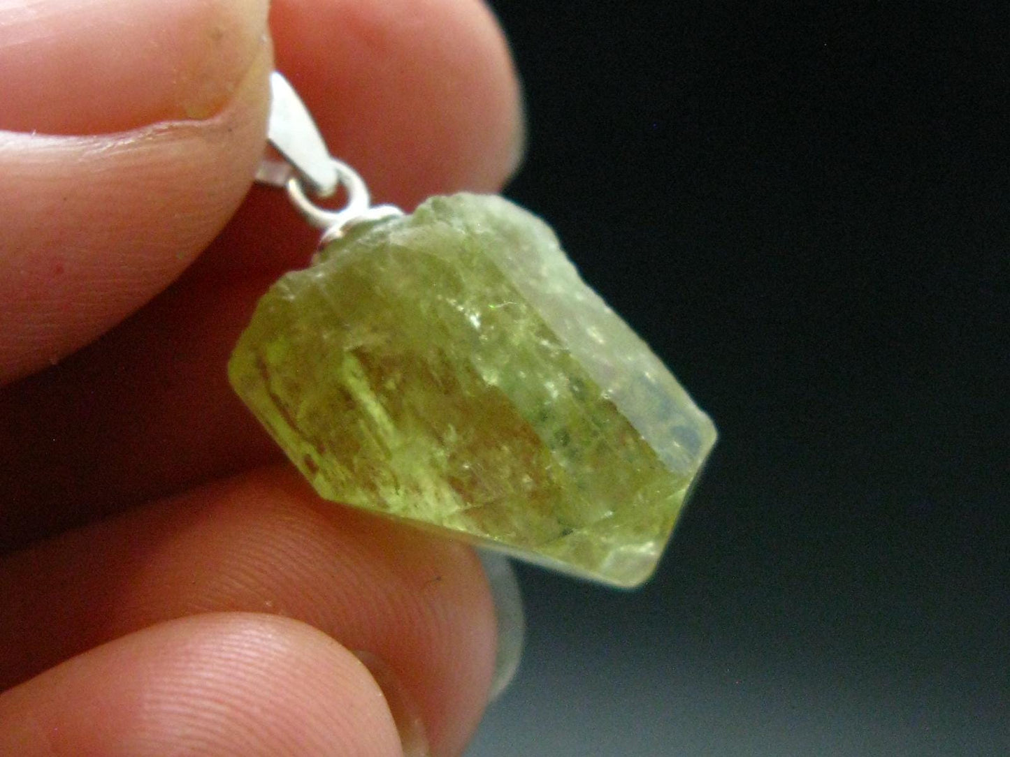 Brazilianite Crystal Silver Pendant From Brazil - 0.8" - 2.40 Grams
