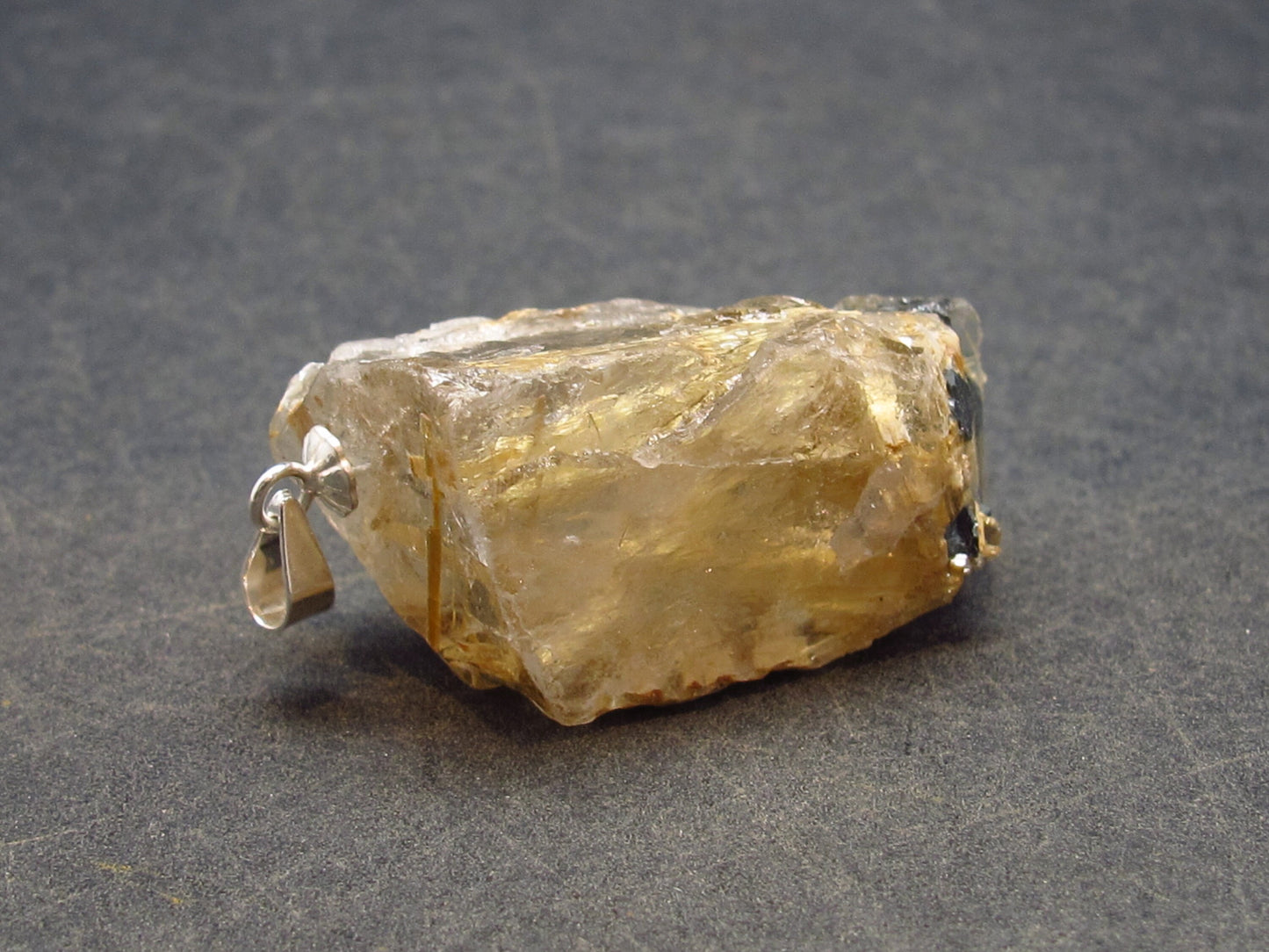 Fine Rutilated Quartz crystal Silver Pendant from Brazil - 1.4" - 9.5 Grams