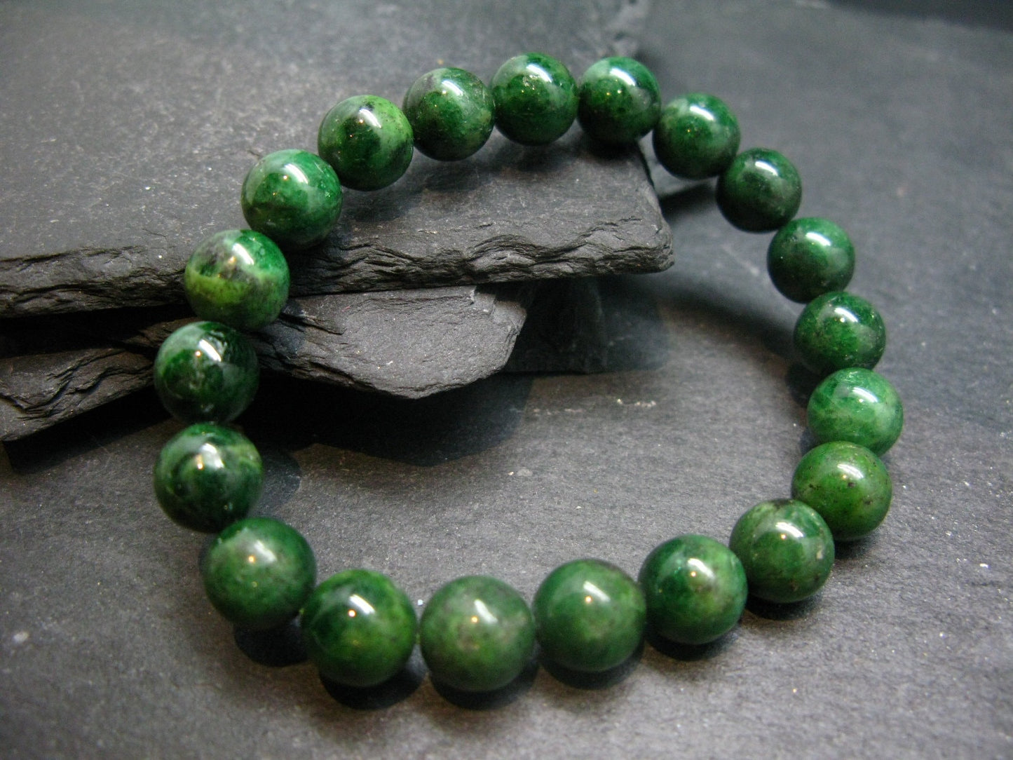 Green Garnet Tsavorite Genuine Bracelet ~ 7 Inches ~ 9.5mm Round Beads