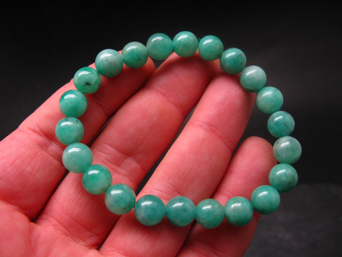 Emerald Gem Genuine Bracelet ~ 7 Inches ~ 8mm Round Beads