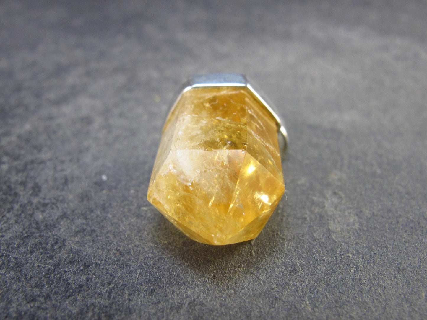 Yellow Citrine Sterling Silver Pendant from Brazil - 1.2" - 5.49 Grams