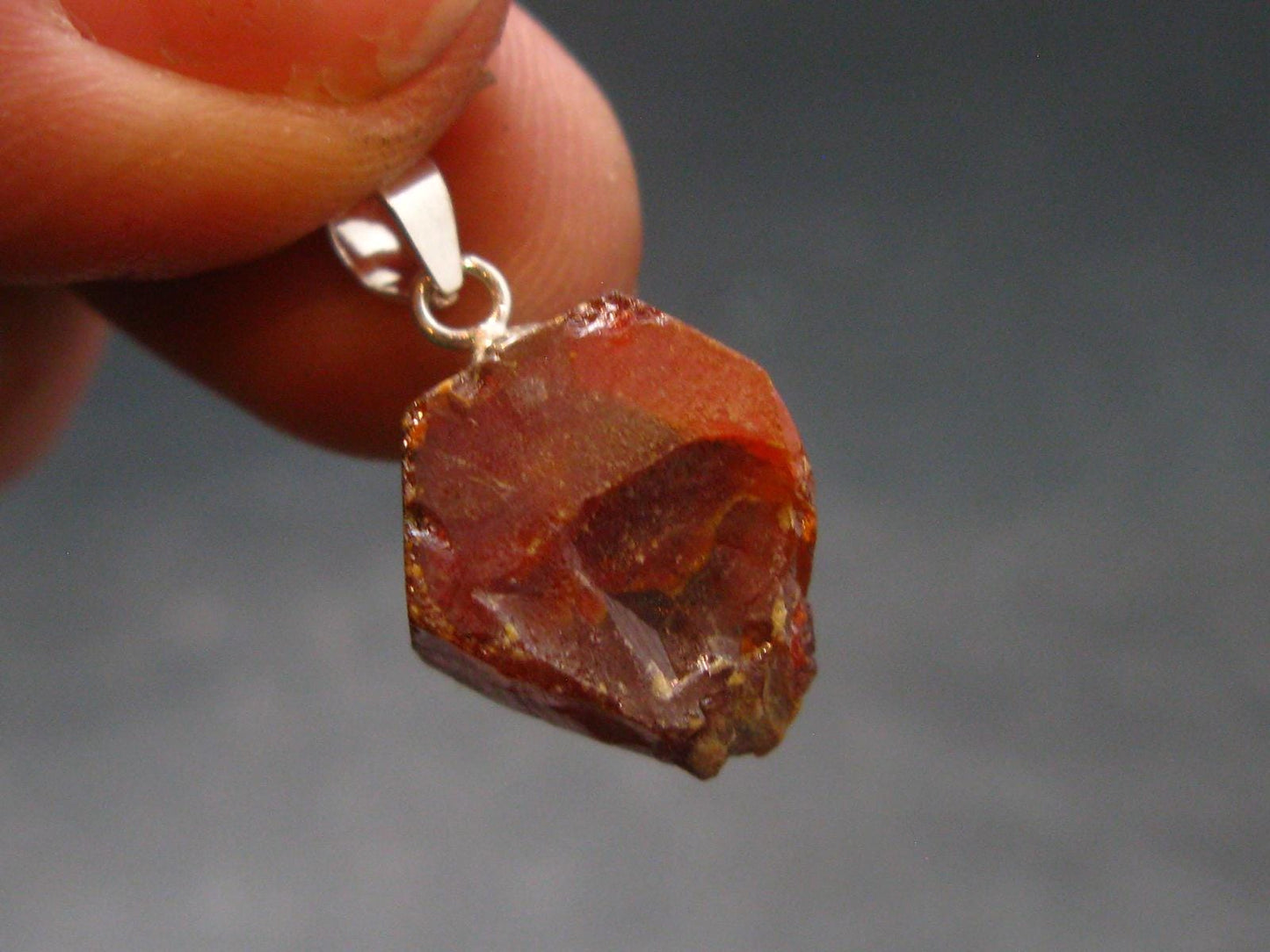 Vanadinite Crystal Silver Pendant From Morocco - 0.8" - 4.2 Grams