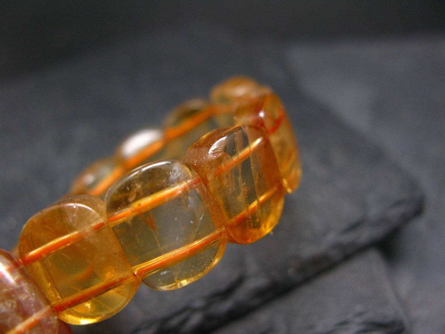 Citrine Genuine Bracelet ~ 6.5 Inches ~ 12mm Oval Beads