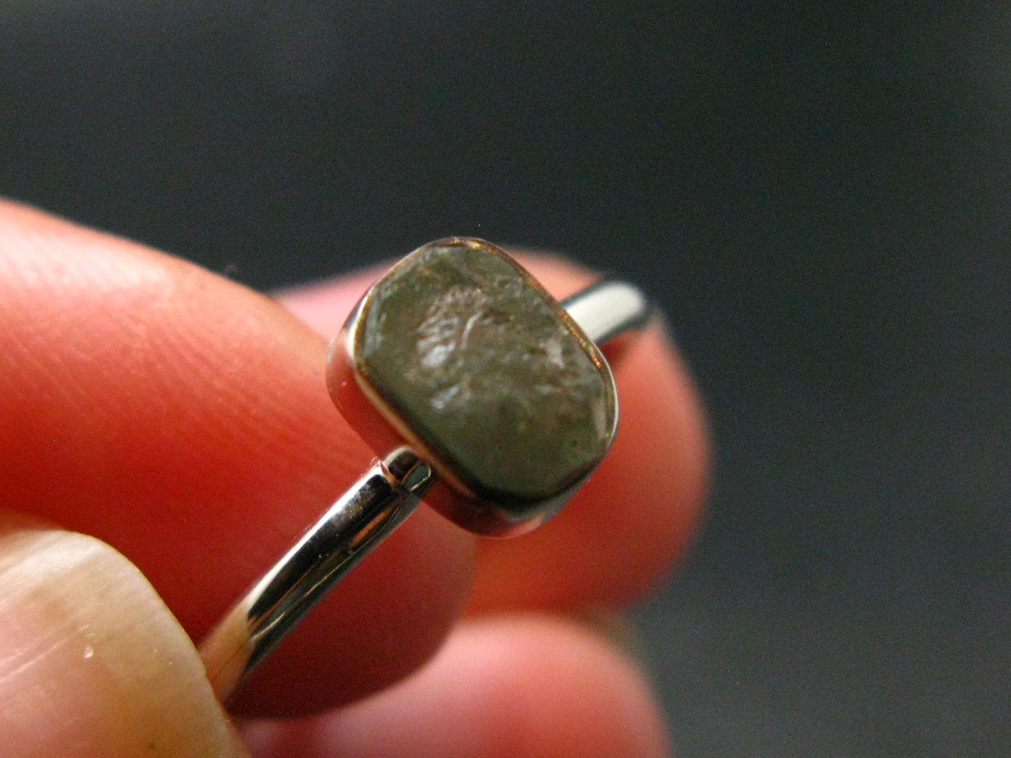 Gem Green Kornerupine Silver Ring From Tanzania - 1.92 Grams - size 6