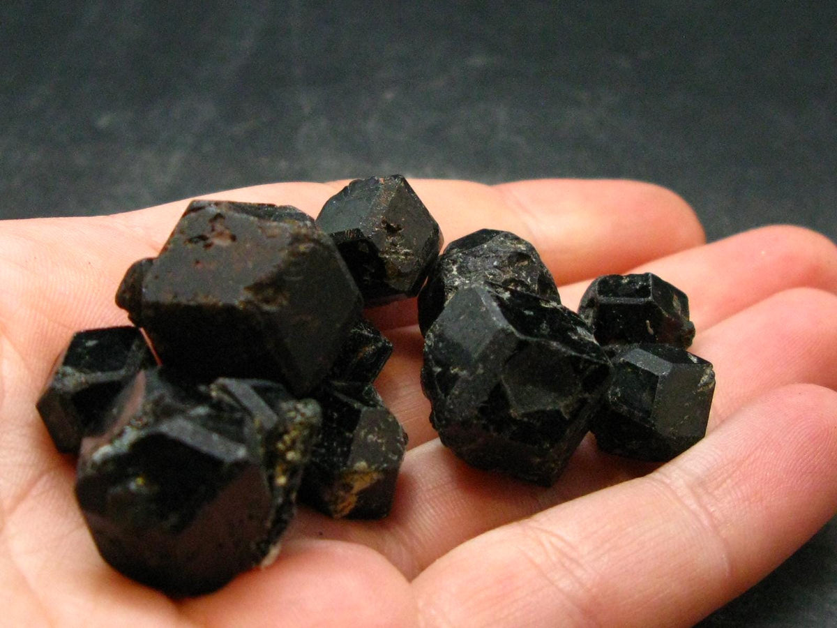 lot of 10 Black Melanite Andradite Garnet Crystals From Mali - 45.17 Grams
