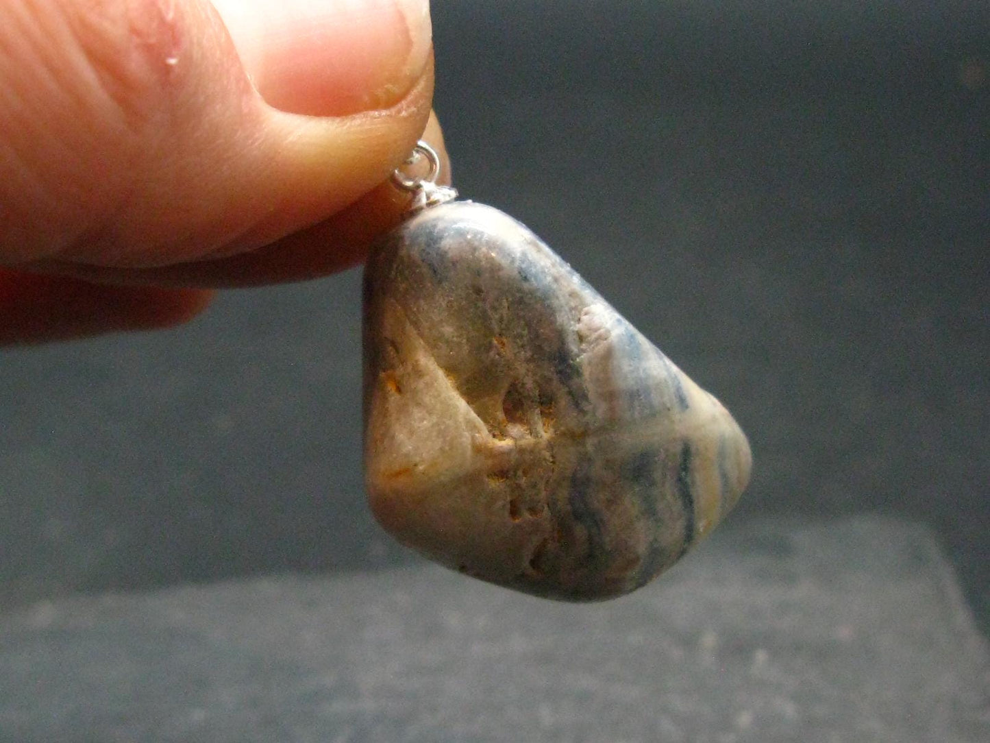 Very Rare! Natural Blue Scheelite 925 Silver Pendant from Turkey - 1.3"