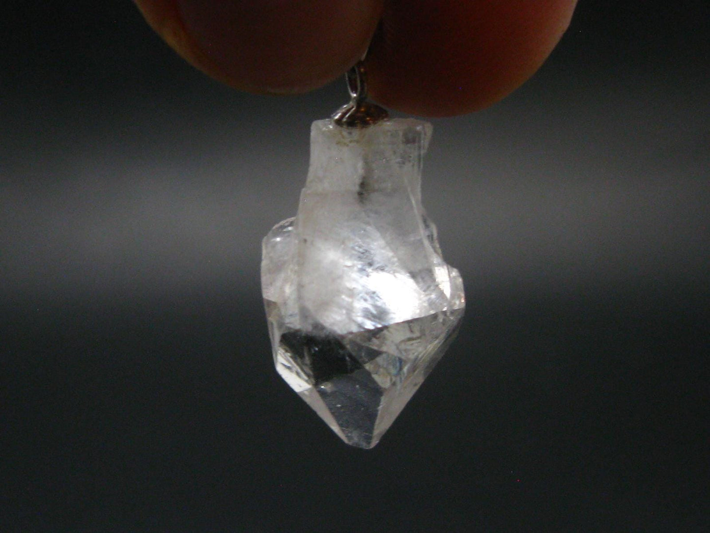 Clear Apophylite Apophyllite Crystal Silver Pendant From India - 1.1" - 2.86 Grams