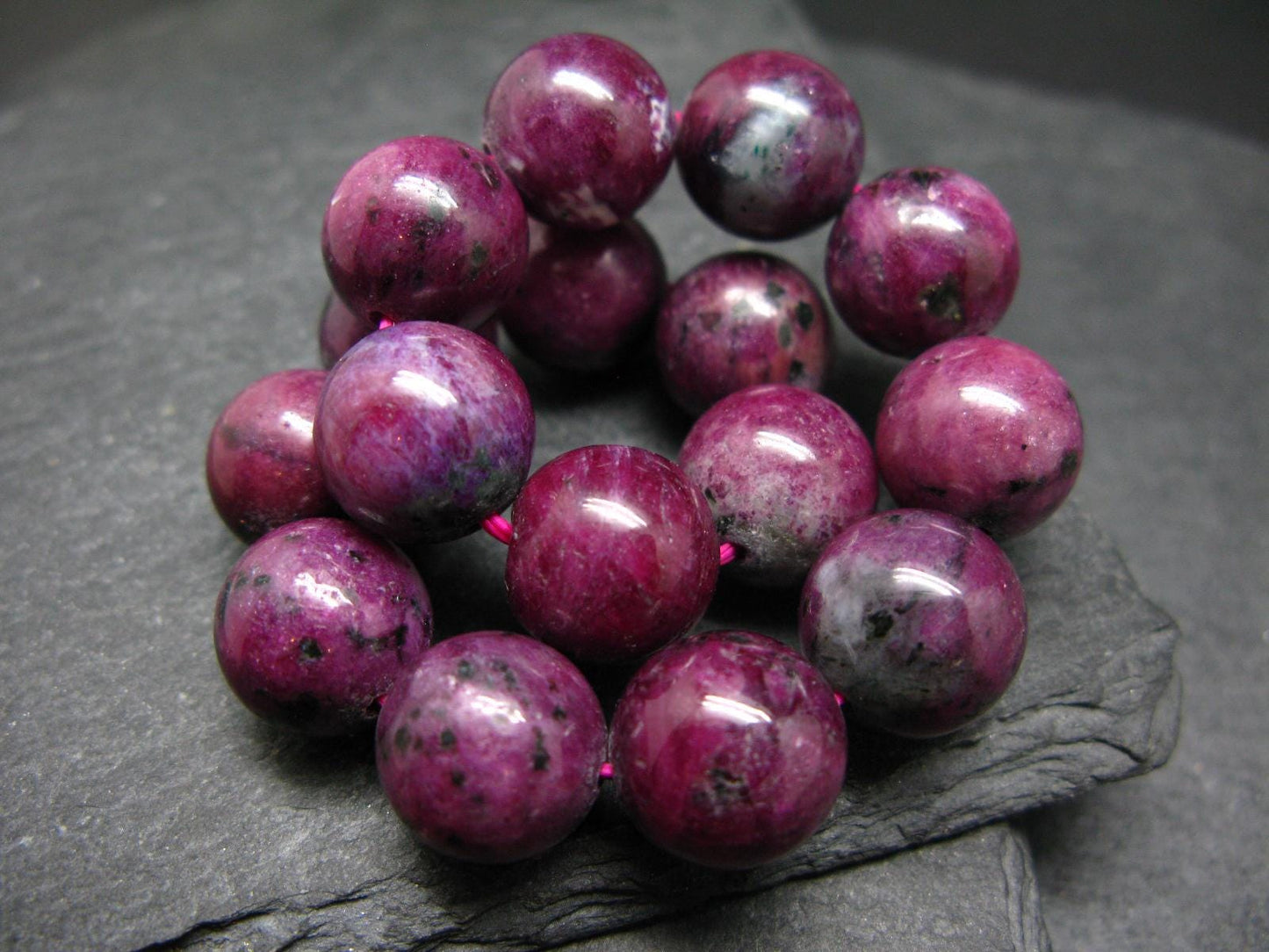 Ruby Genuine Bracelet ~ 7 Inches ~ 13mm Round Beads