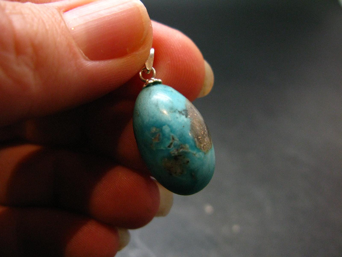 Genuine Turquoise Silver Pendant From Sleeping Beauty Arizona - 1.0" - 2.16 Grams