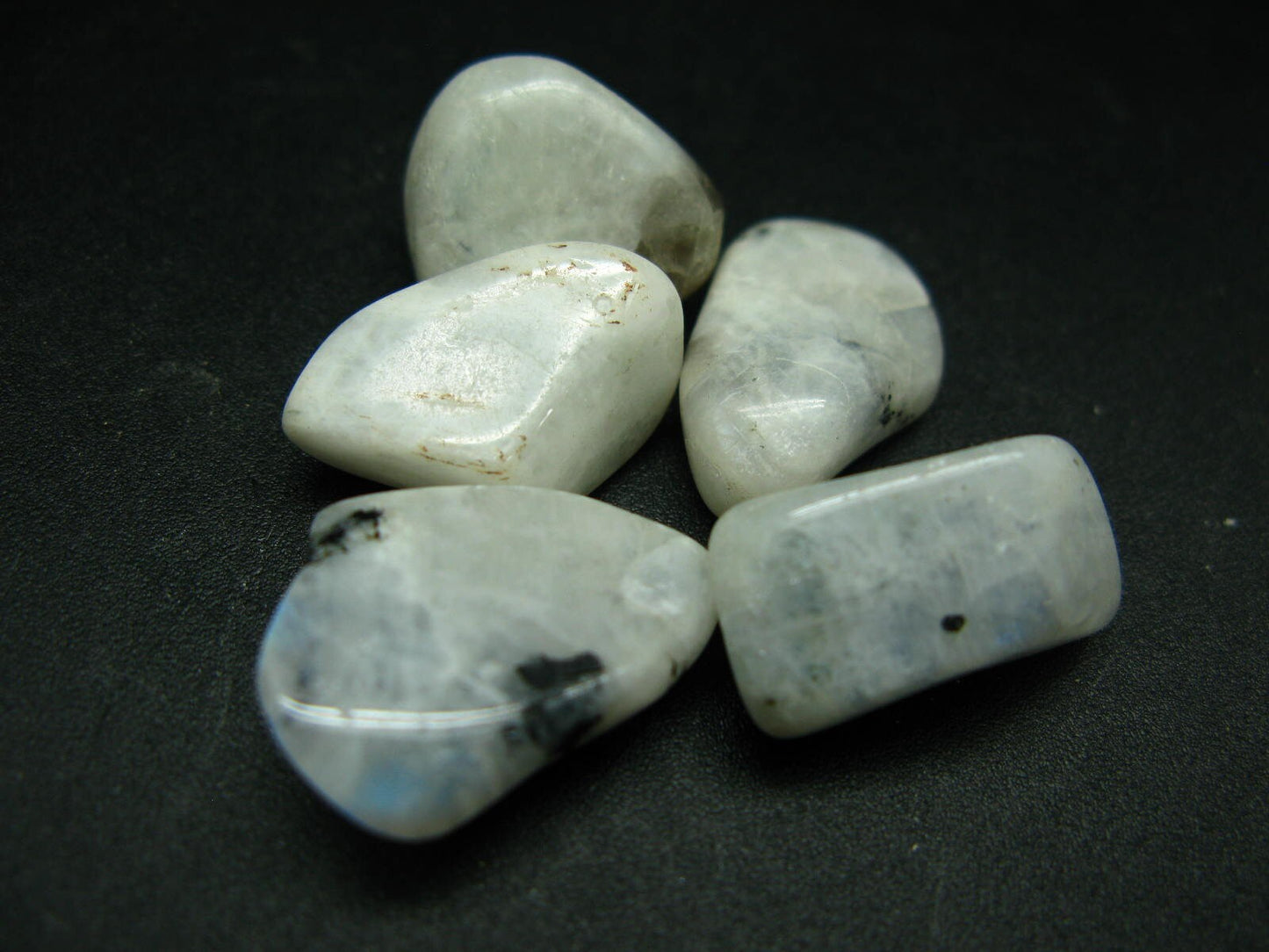 Lot of 5 tumbled natural Moonstone (Orthoclase Feldspar) crystals from India