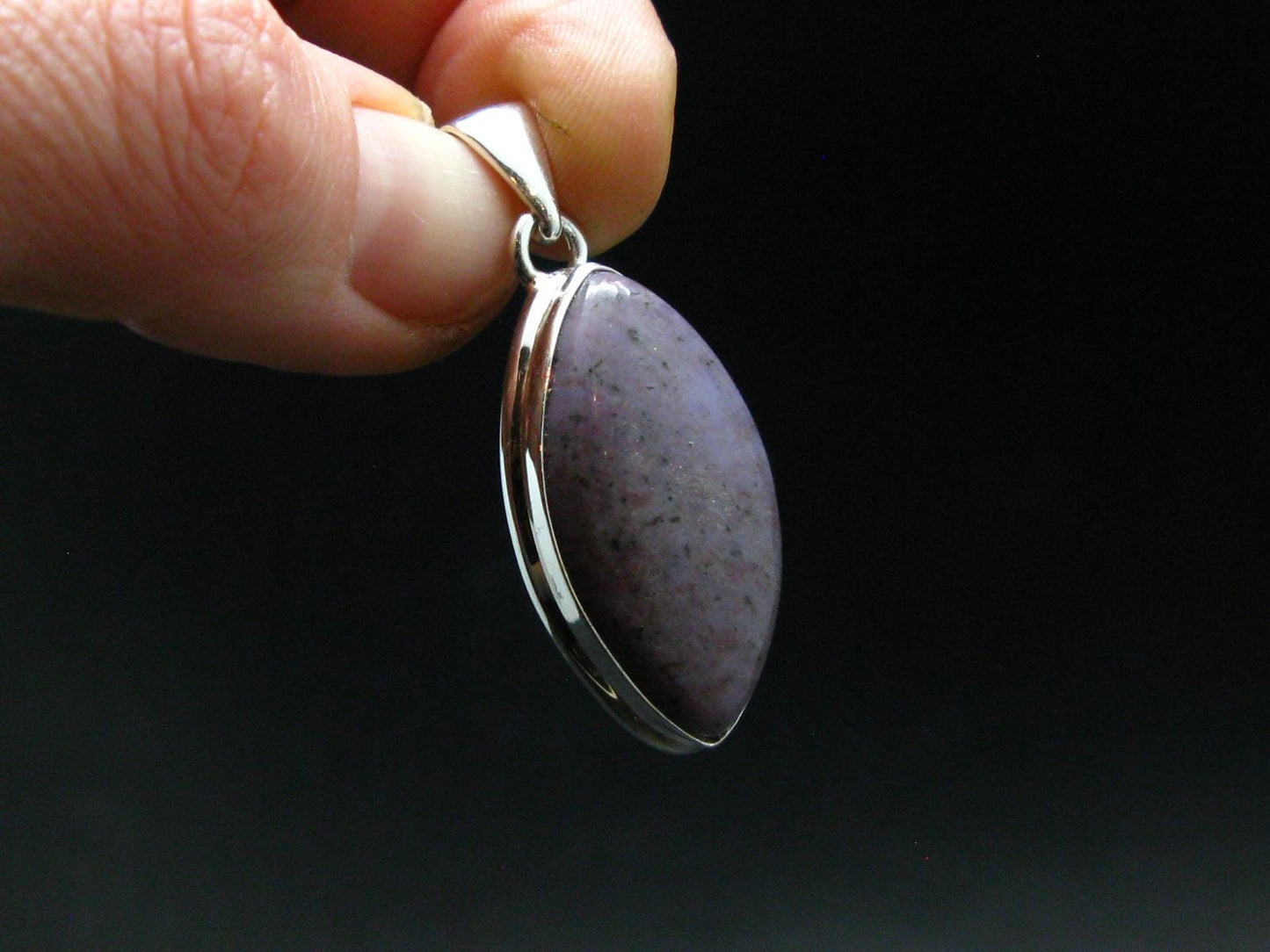 Purple Jade Silver Plated Pendant From Turkey - 1.5" - 6.58 Grams