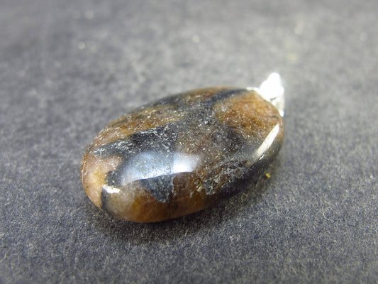 Perfect Cross-Shaped Andalusite (Variety of Chiastolite) Polished Silver Pendant from China - 1.2" - 4.6 Grams
