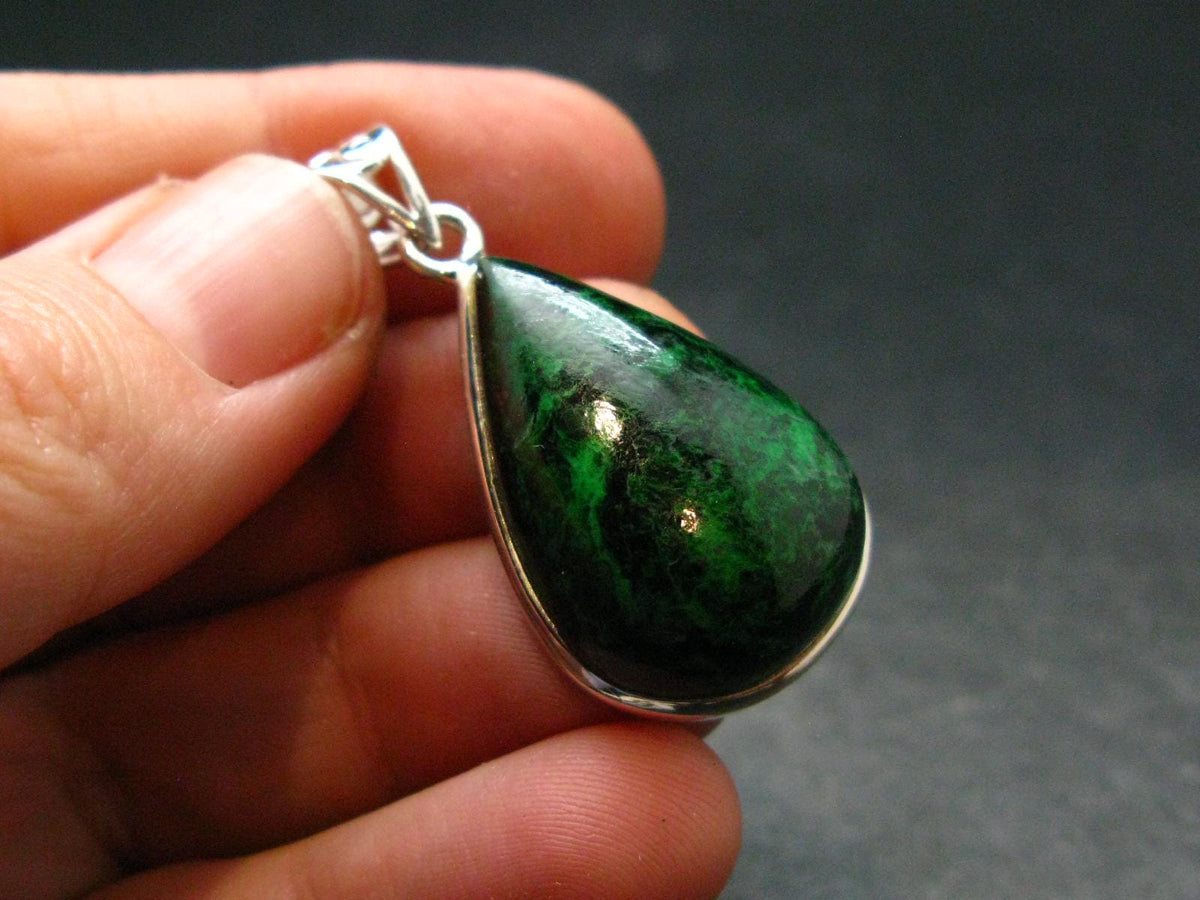 Extremely Rare Natural Maw Sit Sit Crystal Silver Pendant from Myanmar - 1.5" - 6.69 Grams