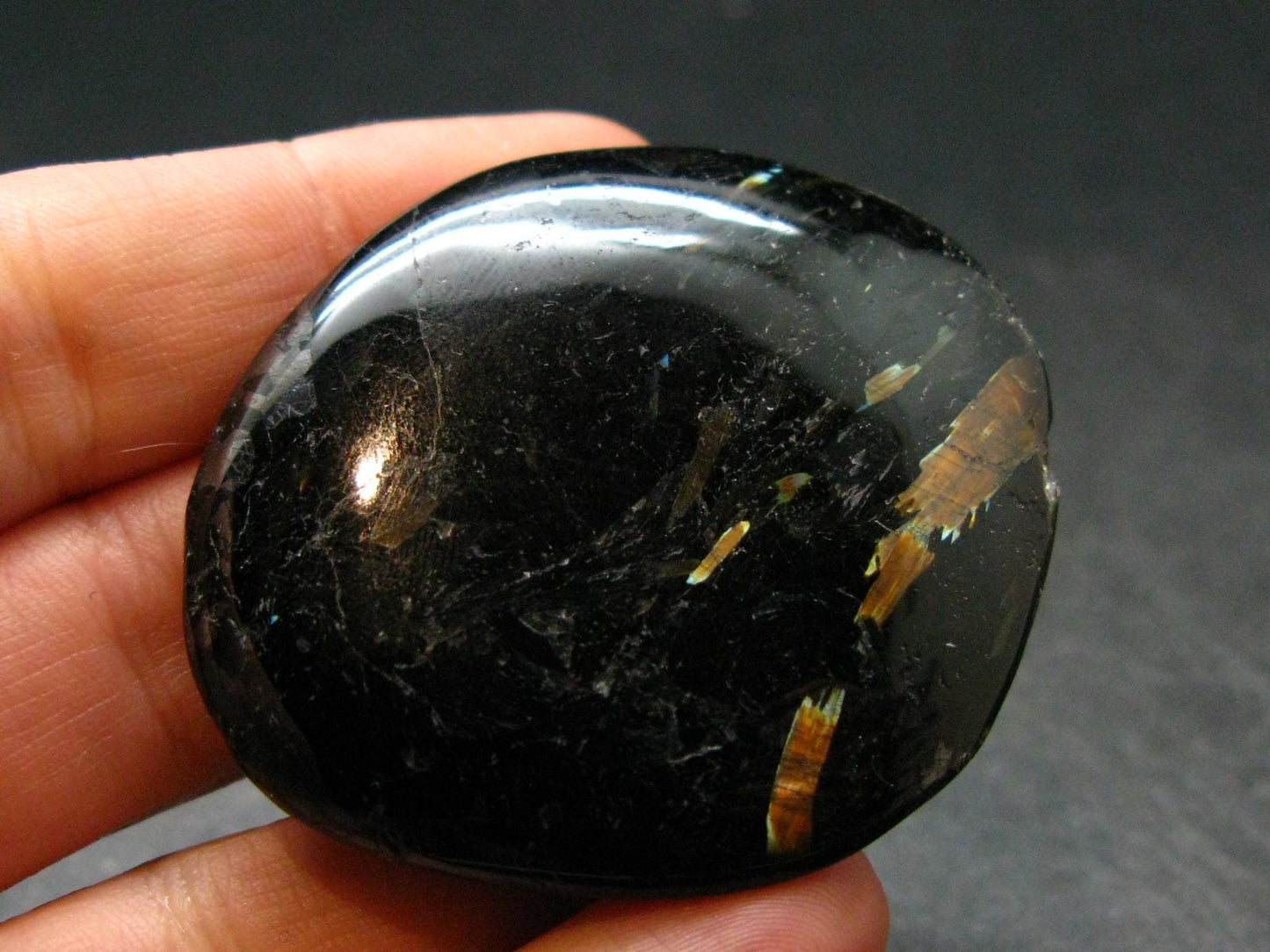 Rare Nuumite Nuummite Tumbled Stone From Greenland - 28.86 Grams - 1.8"