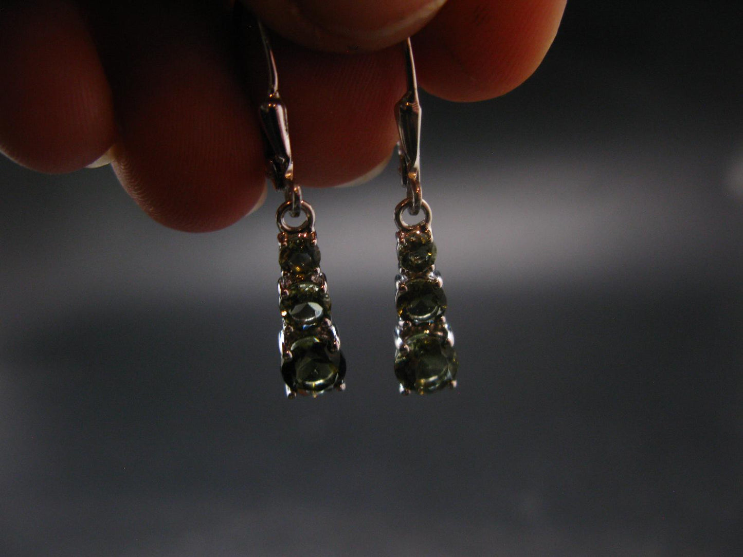 Moldavite Tektite Silver Earrings from Czech Republic - 2.20 Grams