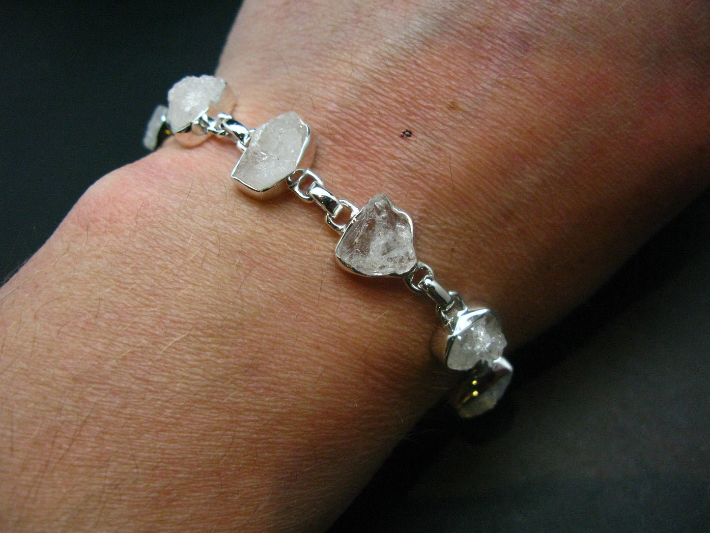 Phenakite Phenacite Silver Bracelet From Brazil- 7" - 14.0 Grams