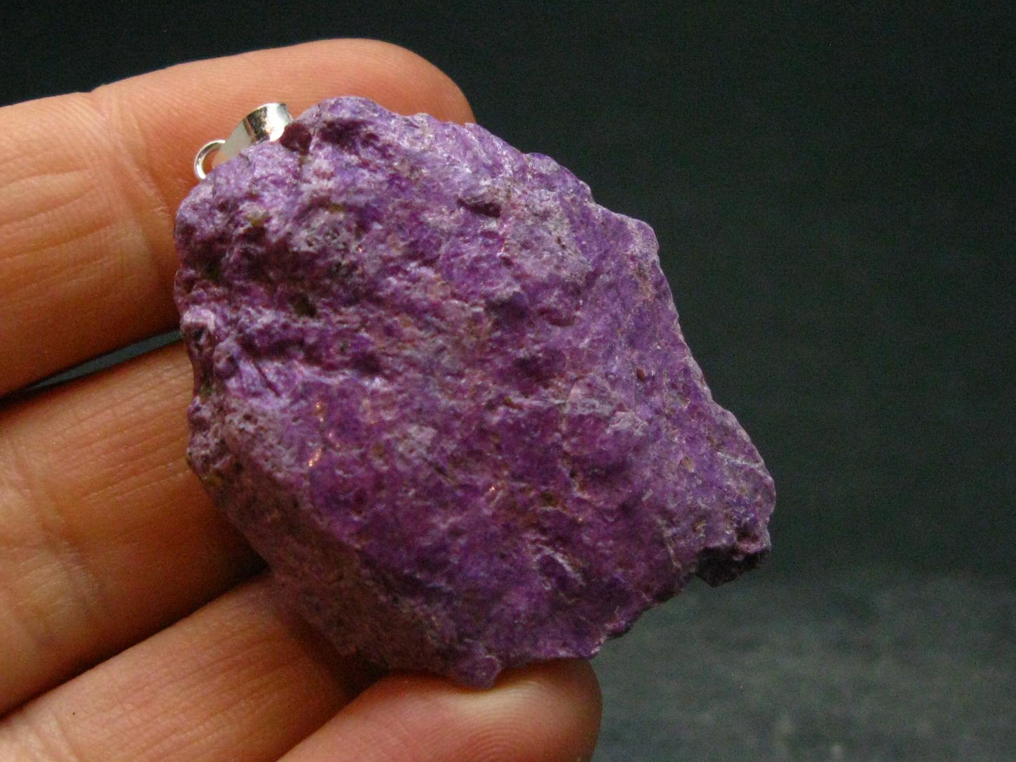 Rare Raw Purple Stichtite Crystal Silver Pendant From Russia - 1.7" - 11.67 Grams