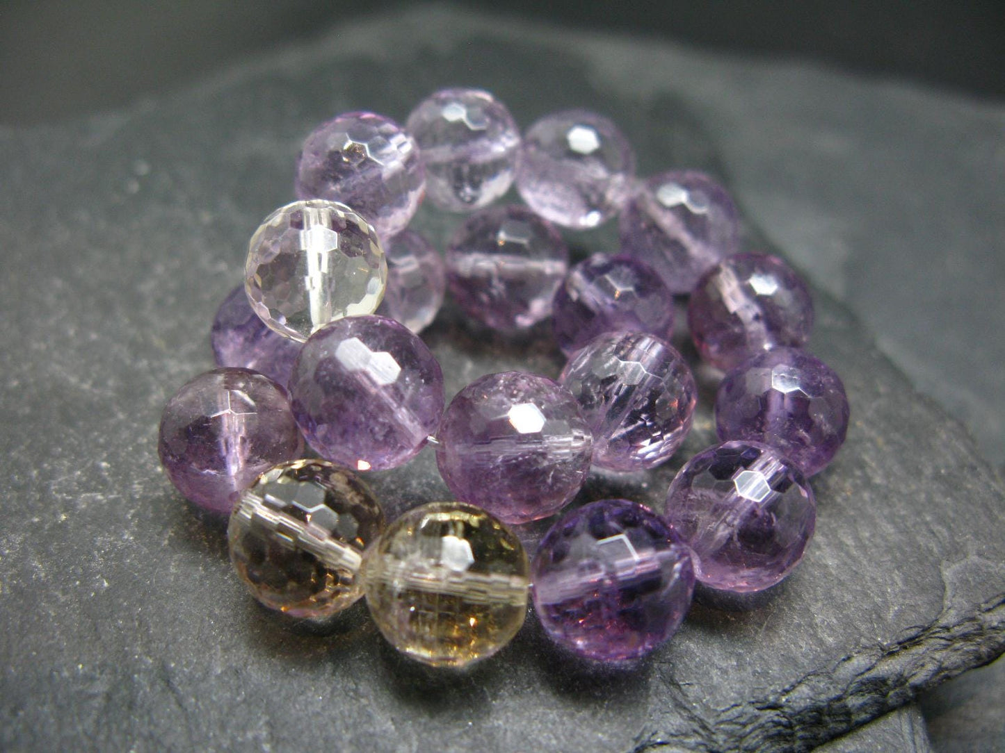 Ametrine Genuine Bracelet ~ 7 Inches ~ 10mm Facetted Beads