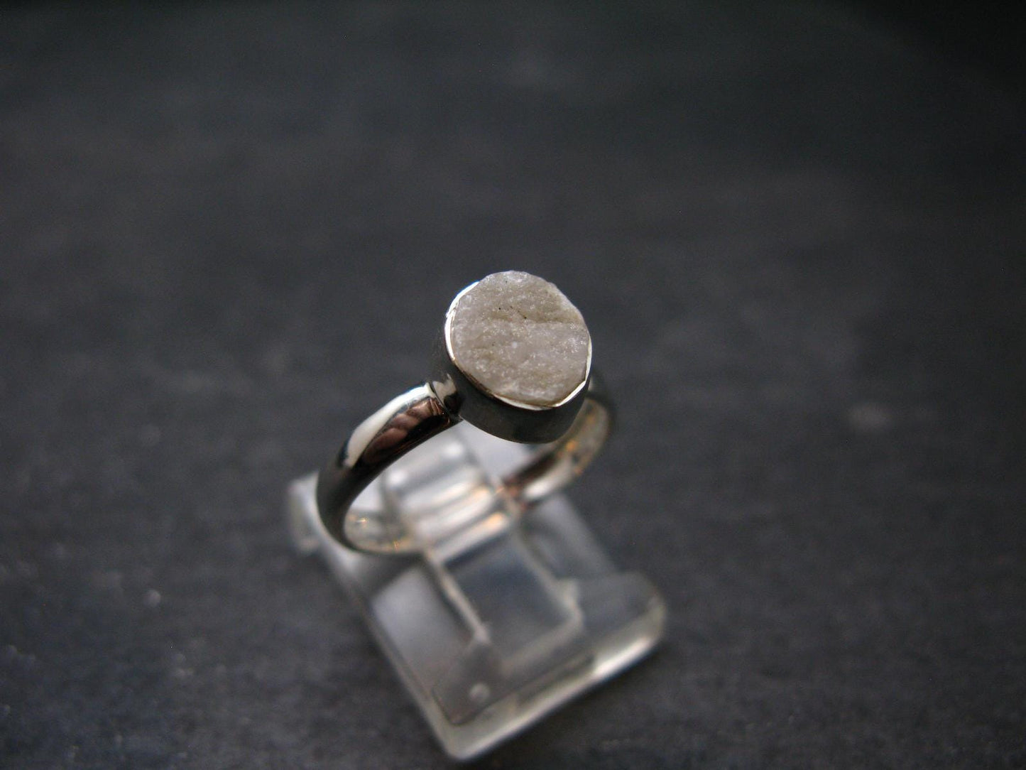 Very Rare White Cryolite 925 Silver Ring from Greenland - Size 6 - 1.84 Grams