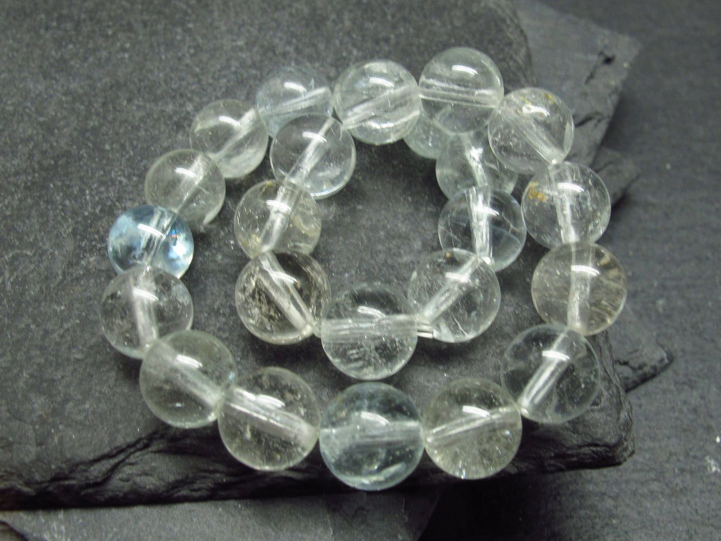 Blue Topaz Genuine Bracelet ~ 7 Inches ~ 8mm Round Beads