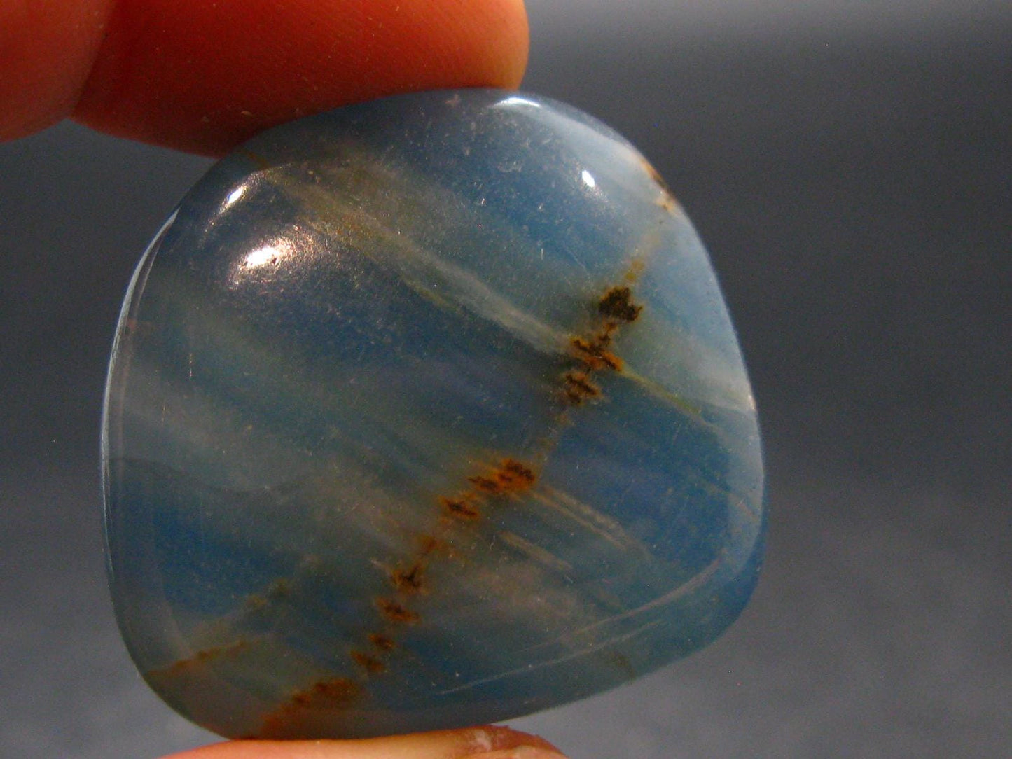 Nice Lemurian Aquatine Blue Calcite Tumbled From Argentina - 1.1" - 16.31 Grams