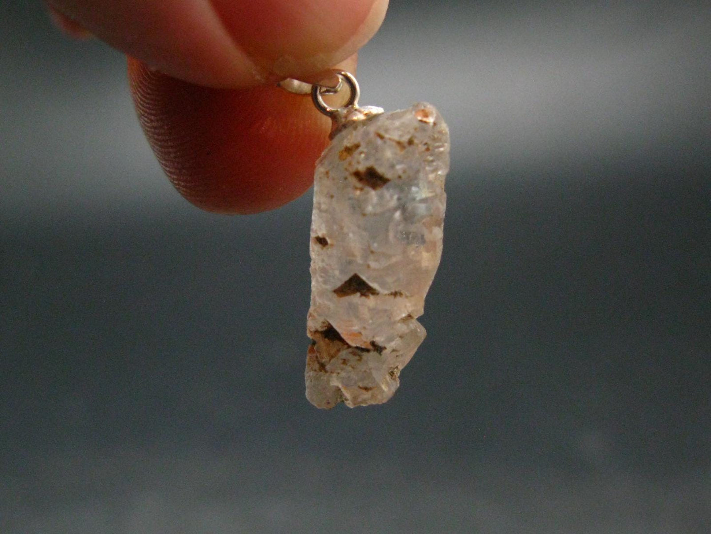 Rare Terminated Gemmy Nirvana (Pink Ice) Quartz Crystal Silver Pendant from the Himalayas - 1.0" - 2.06 Grams