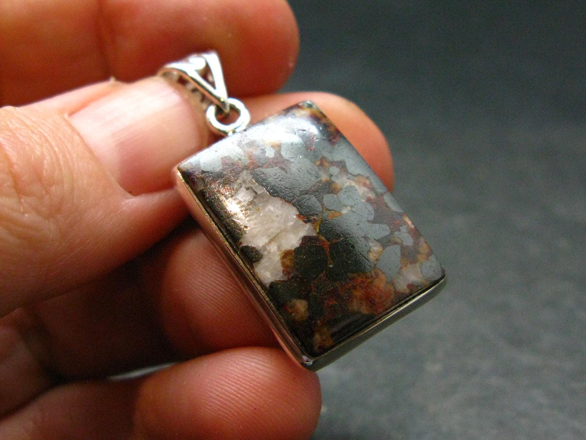 Zincite Franklinite Willemite Silver Pendant From USA - 1.4" - 6.42 Grams