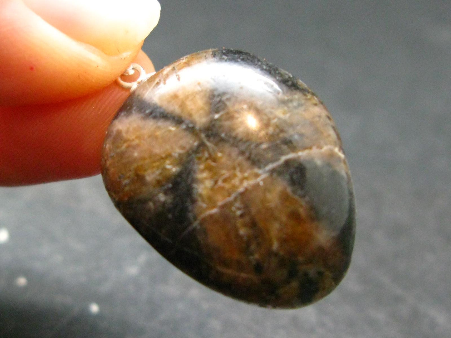 Perfect Cross-Shaped Andalusite (Variety of Chiastolite) Polished Silver Pendant from China - 1.3" - 12.18 Grams