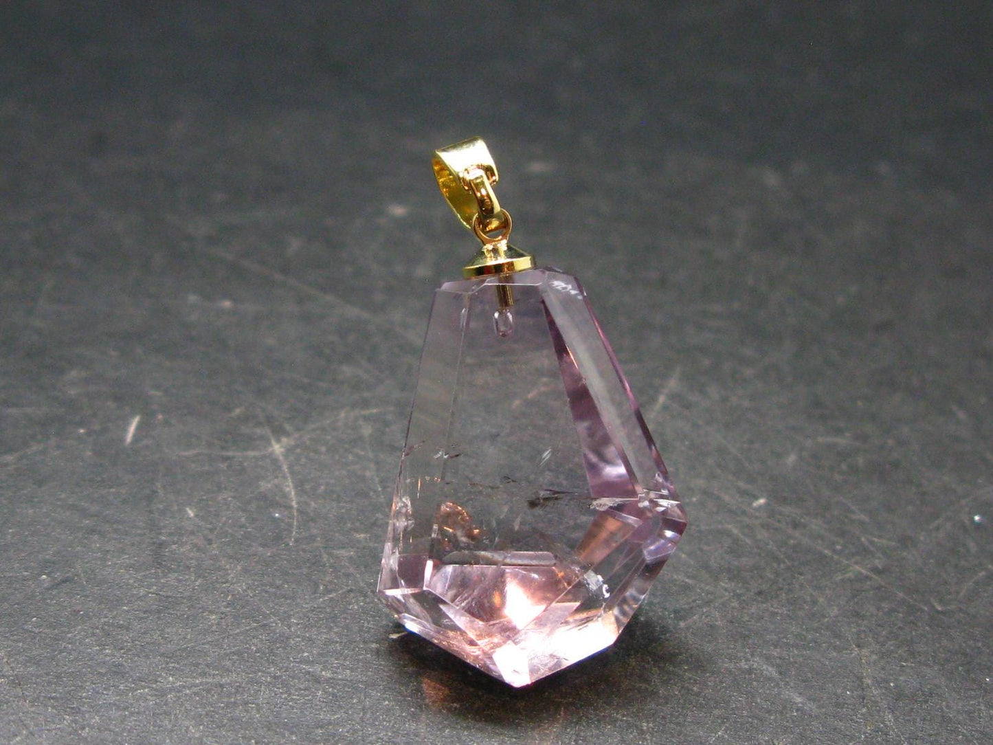 Amethyst Sterling Silver Gold Plated Pendant From Brazil - 1.4" - 8.66 Grams