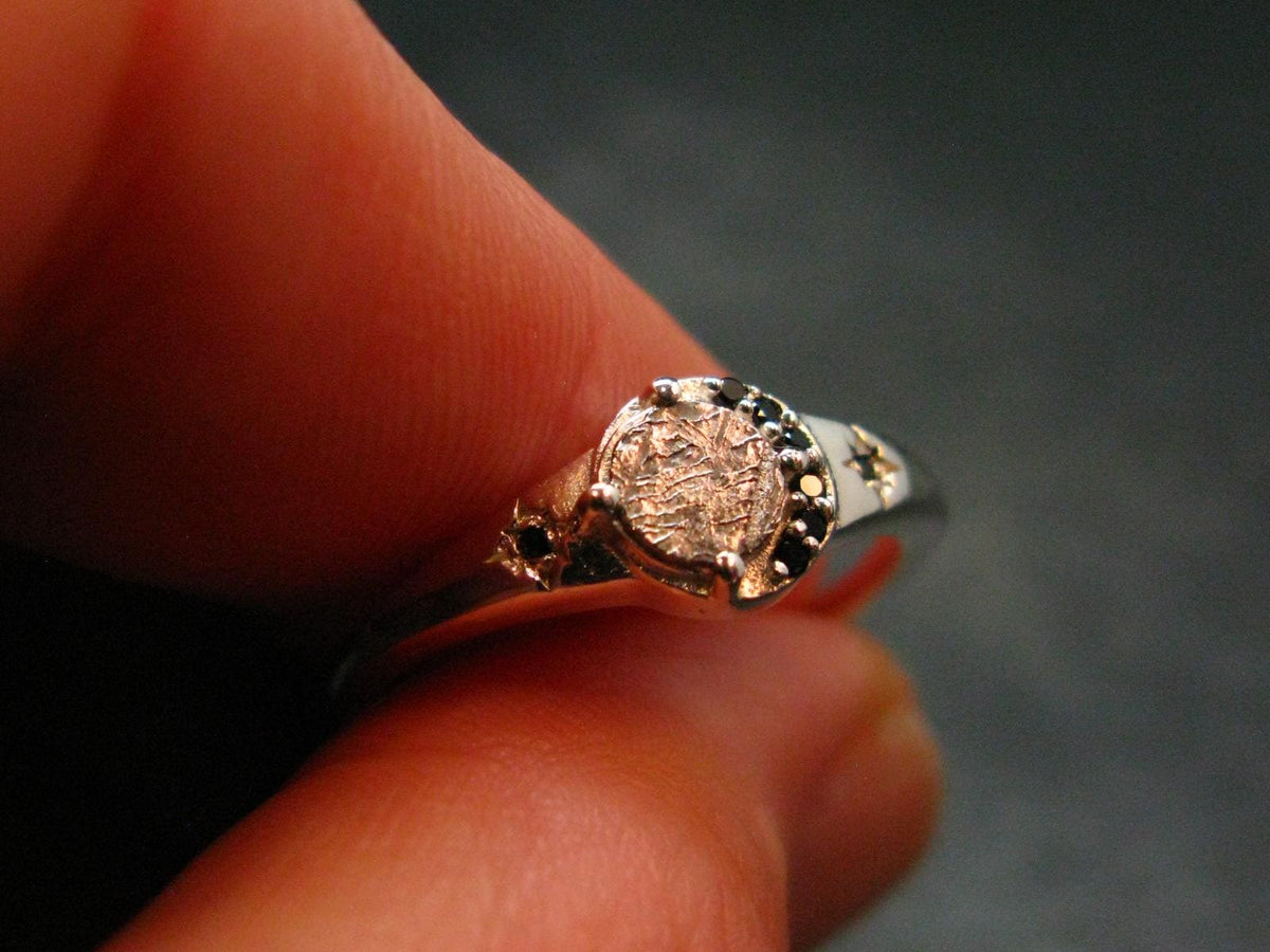 Muonionalusta Meteorite Sterling Silver Ring from Sweden - 2.07 Grams - Size 7
