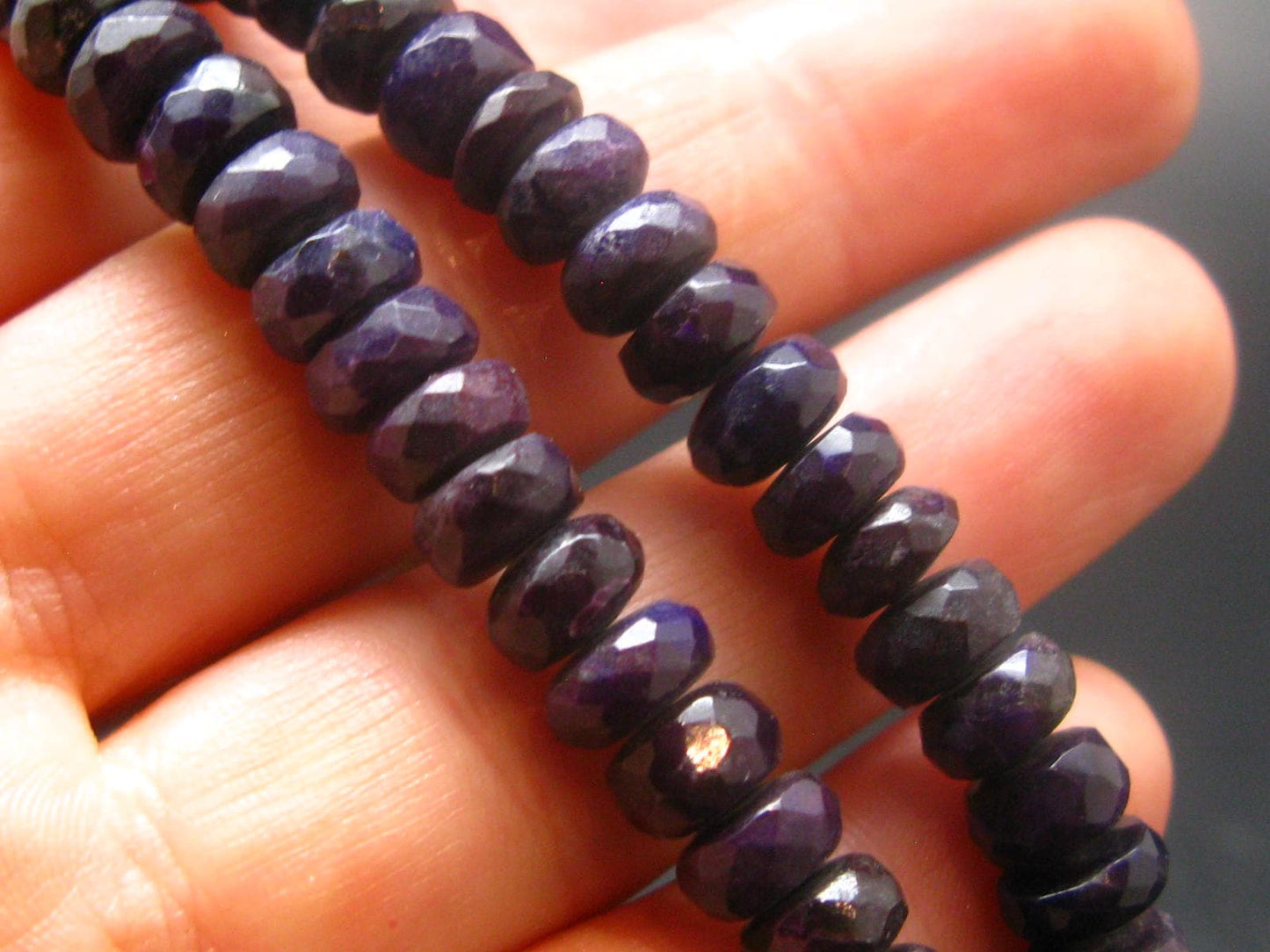 Purple Sugilite Rondelle Faceted Beads Necklace From Namibia - 19" - 37.50 Grams