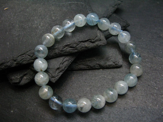Aquamarine Genuine Bracelet ~ 7 Inches ~ 8mm Round Beads