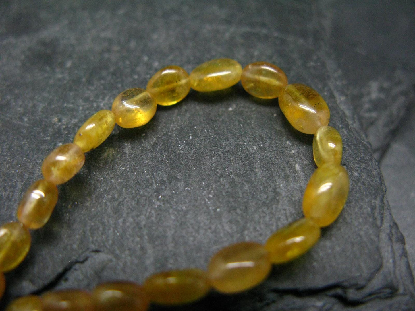 Yellow Sapphire Genuine Bracelet ~ 7 Inches ~ 6mm Oval Beads