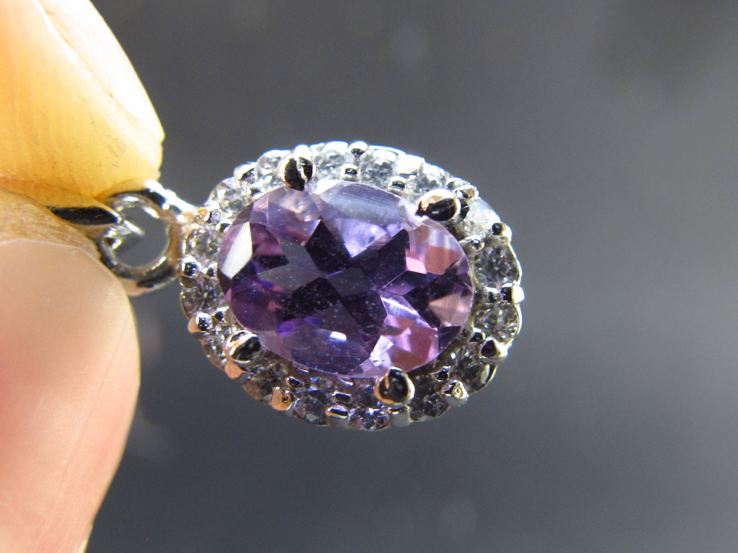 Genuine Rich Purple Faceted Amethyst Sterling Silver Pendant From Brazil - 0.8" - 1.86 Grams