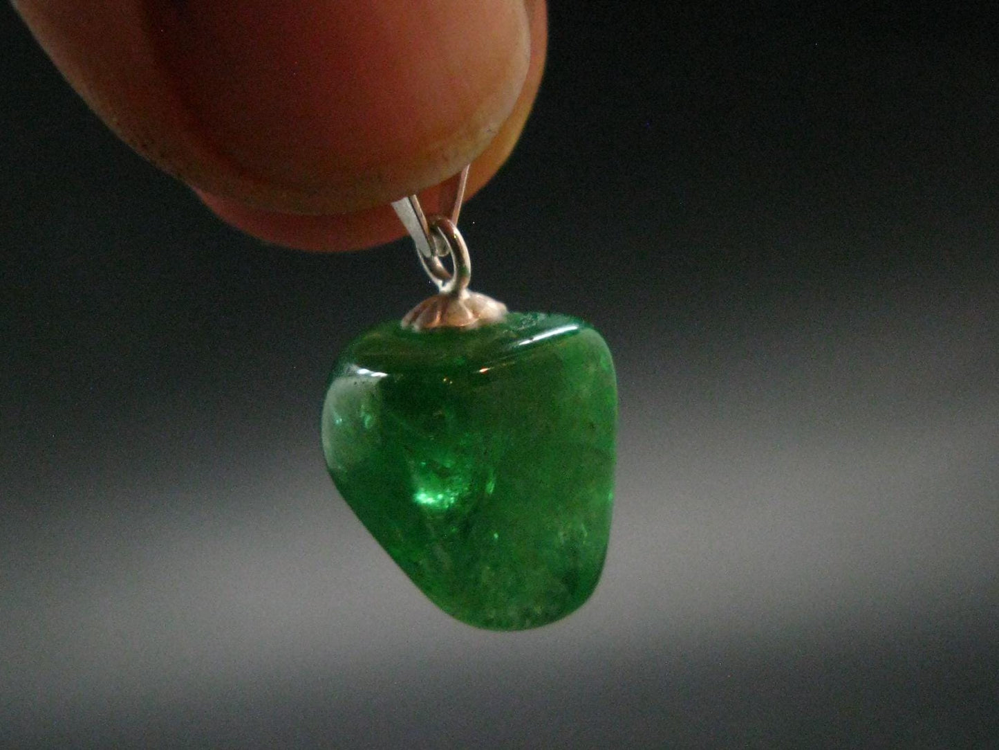 Tsavorite Gem Green Garnet Sterling Silver Pendant From Tanzania - 0.8" - 2.14 Grams