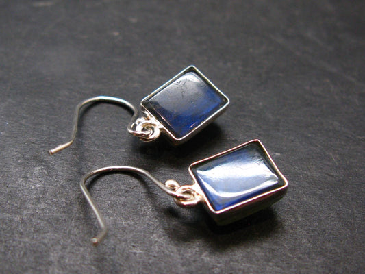 Blue Labradorite Silver Earrings From Madagascar - 3.21 Grams