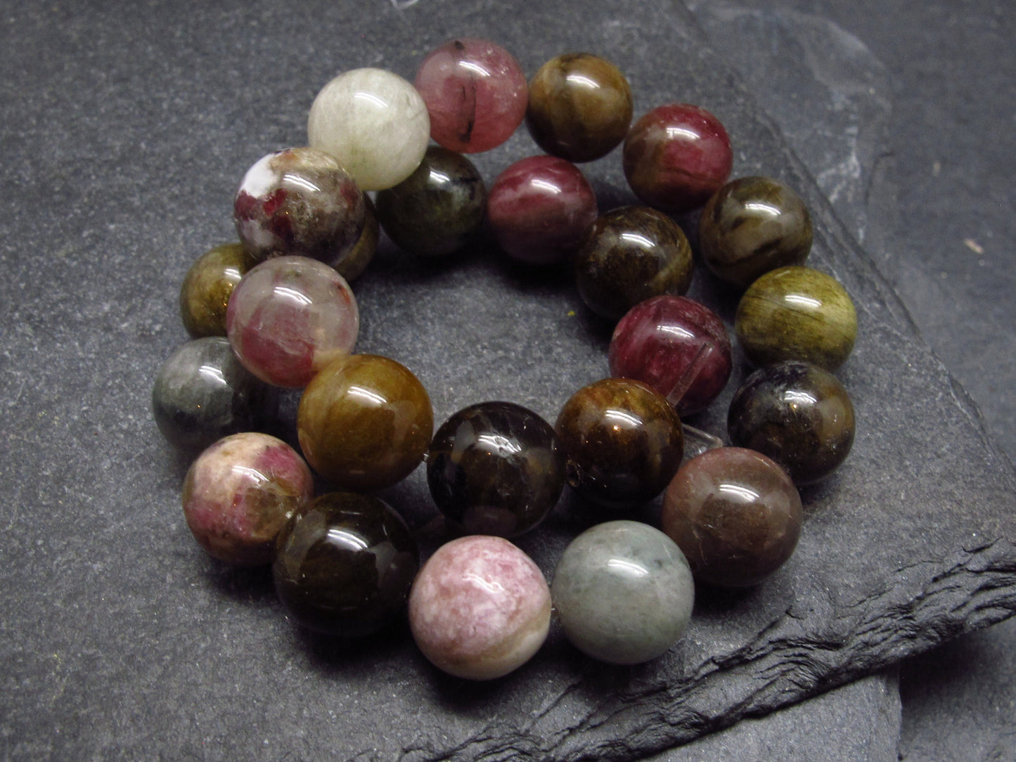 Watermelon Bicolor Tourmaline Genuine Bracelet ~ 7 Inches ~ 8mm Round Beads